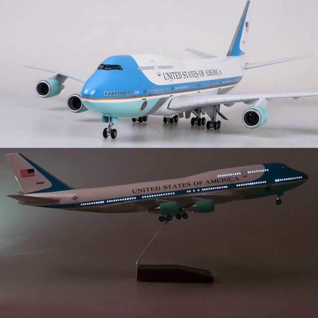 飛行機 模型 ボーイング 747 エアフォースワン 1/150 47cm 光とホイール ダイキャスト プラスチック 合金