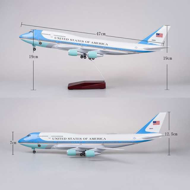 飛行機 模型 ボーイング 747 エアフォースワン 1/150 47cm 光と