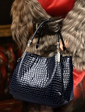 ハンドバッグ レディース ショルダーバッグ ポーチ ワニ革風 エナメル