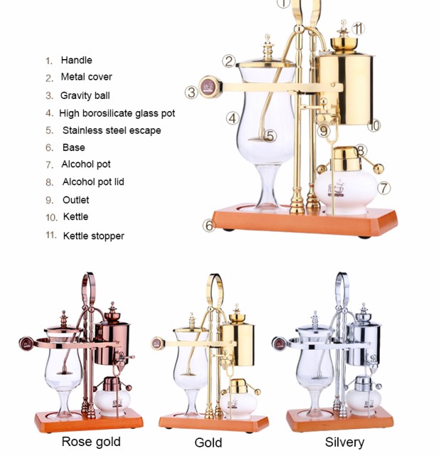 コーヒーメーカー おしゃれ サイフォン ベルギー 王室 ロイヤル 3色