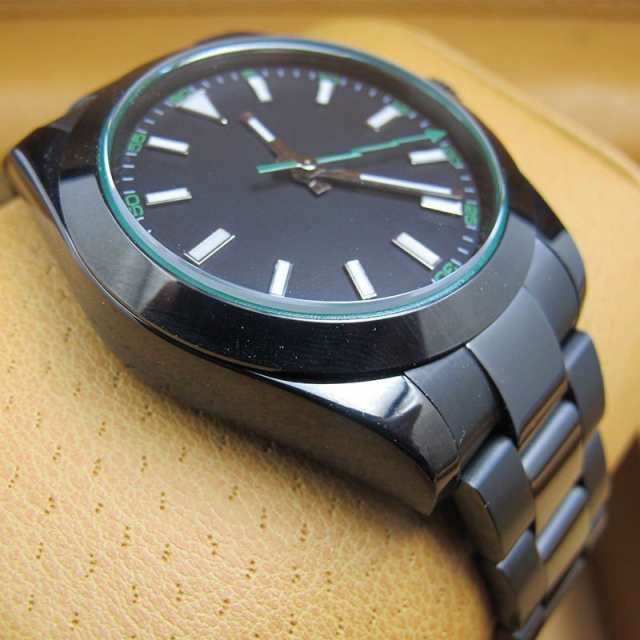 腕時計 メンズ 自動巻き ノーロゴ ミルガウスモデル PVDコーティング サファイアクリスタル オマージュウォッチ ブラック 40mm