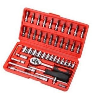 46セット自動車修理ツール、 車の修理キットソケットブラチェパッケージ混合ツールセットの通販は