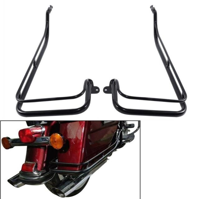 2 ハーレー ツーリング ツインレール ブラック サドルバッグガード レール キット 2009-2013 FLHT、FLHR FLTR ロードキング