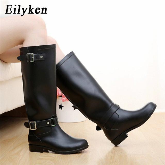 3183 パンクスタイルジッパー 背の高いブーツ レディースレインブーツ