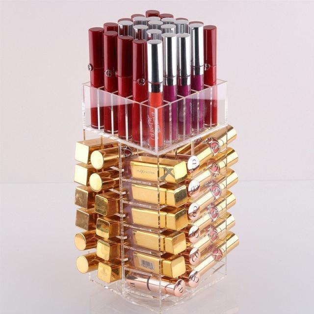収納ケース 口紅用 360度回転式 角型 大容量 アクリル製 (73個収納)【領収発行可】の通販は