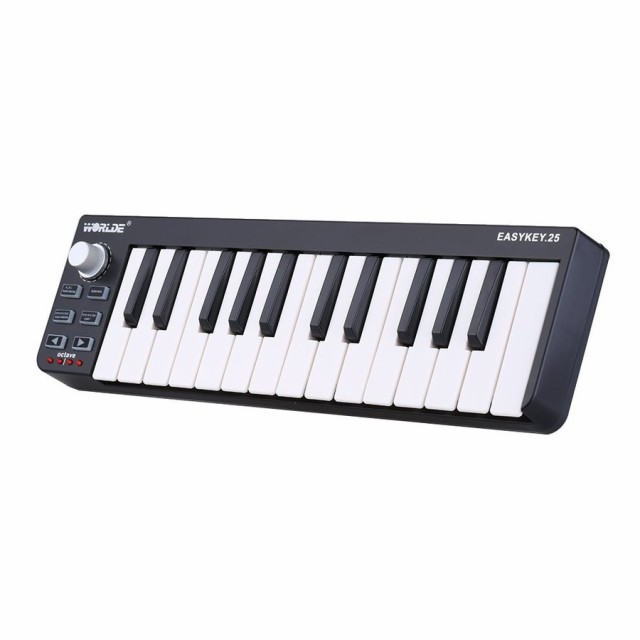キーボード ピアノ25鍵盤 ミニ worlde usb mini ポータブル 速度感応 コントローラ の通販は