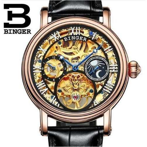 腕時計 メンズ 防水 BINGER 革 高級 デザイン 海外 人気 ビジネスの通販は
