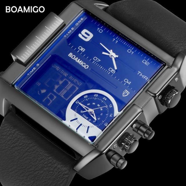 腕時計 メンズ 防水 led ブランド BOAMIGO スポーツ タイムゾーン ファッション ミリタリー