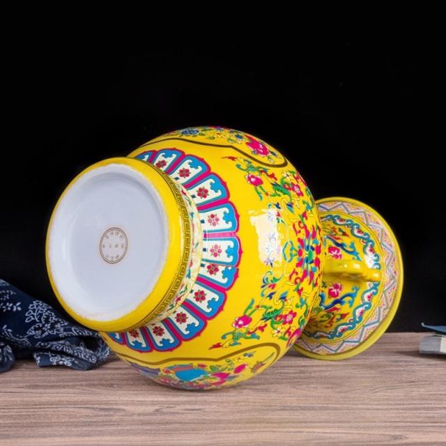 レトロ景徳鎮アンティーク古代エナメル中国セラミック花瓶ホーム