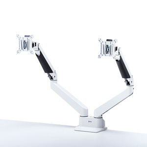 即納 サンワサプライ 水平垂直多関節液晶モニターアーム(2面・ホワイト) CR-LA1302WN2