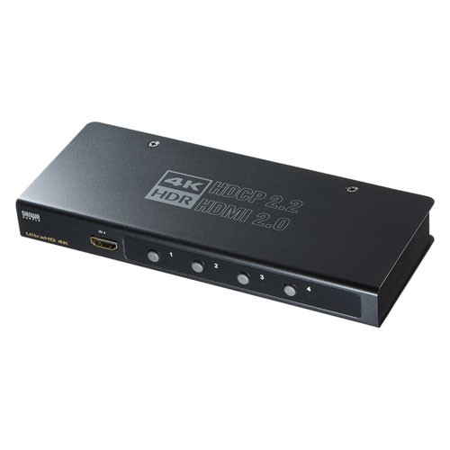 即納 サンワサプライ 4K・HDR・HDCP2.2対応HDMI切替器（4入力・1出力） SW-HDR41Hの通販は