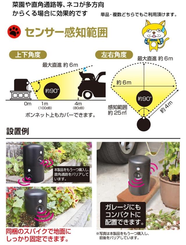 ☆4台セット☆ アニマルバリア 猫よけ ブラックミニ ≪第2弾！猫よけに特化したコンパクトモデル≫ [U-ANB-04-BK_4SET]_5