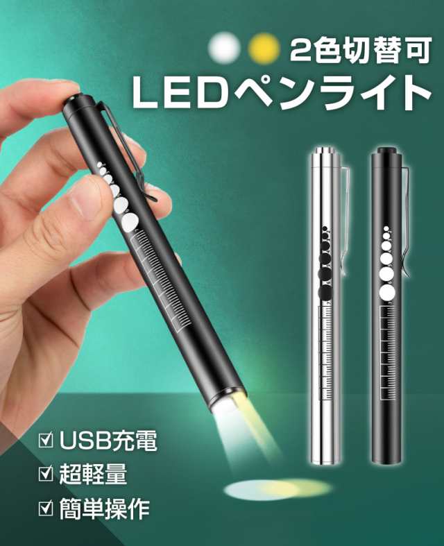 ペンライト 医療 医療用 LED USB充電 メディカル 歯科 歯科医 瞳孔