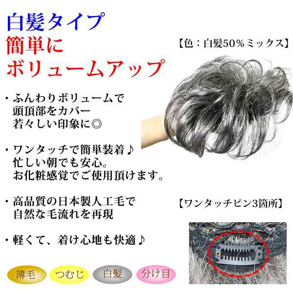 ウィッグ 白髪 しらが ヘアピース ミセス かつら 部分ウィッグ 送料無料 ふんわりボリューム tp6415の通販はau PAY マーケット -  ウィッグ wig ルネス