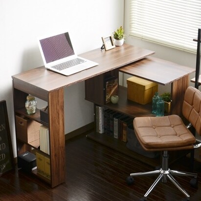 デスク パソコンデスク L字型 伸縮 折りたたみ 省スペース 棚付き 木製 コーナーデスク 書斎机 コンパクト 机 おしゃれ スライド アンテの通販はau Pay マーケット サムライ家具 Au Pay マーケット店