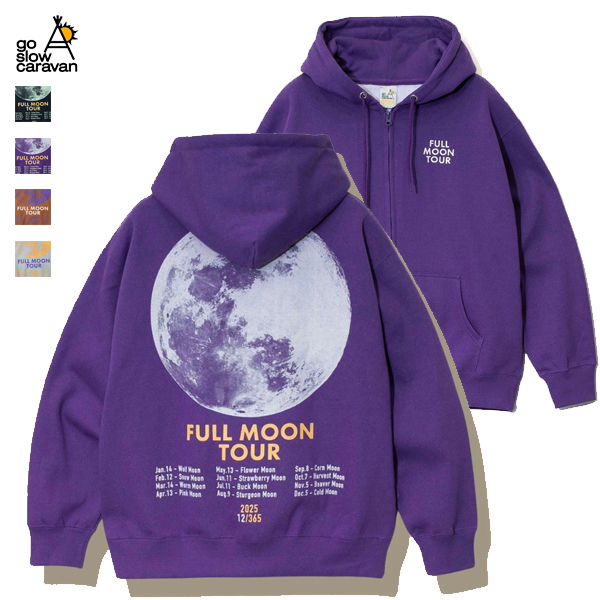20%OFF / ゴースローキャラバン / eco lead 裏起毛FULL MOON ZIPパーカー / 335602 / ジップアップパーカー / ユニセックス / go slow caravan / 2024秋冬