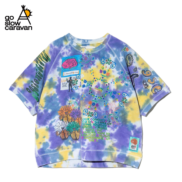 ゴースローキャラバン / UNIQUEインレイ 落書きMIX ラグラン TEE TIE DYE / 342604 / コットン / Tシャツ / タイダイ / go slow caravan / 2025春夏