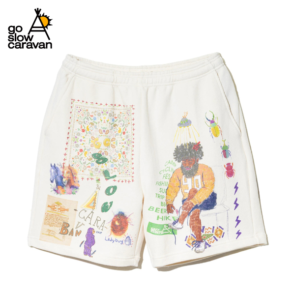 ゴースローキャラバン / UNIQUEインレイ 落書きMIX ショートパンツ / 342605 / コットン / ショートパンツ / go slow caravan / 2025春夏