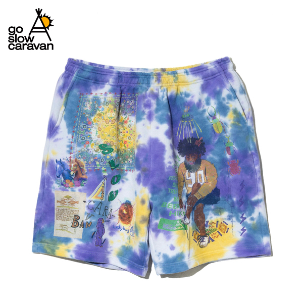 ゴースローキャラバン / UNIQUEインレイ 落書きMIX ショートパンツ TIE DYE / 342606 / コットン / ショートパンツ / タイダイ / go slow caravan / 2025春夏