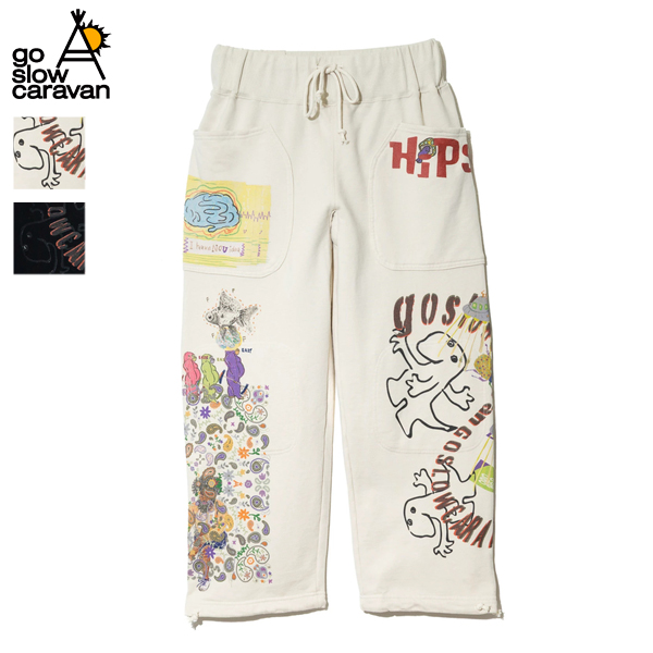 go slow caravan ゴースローキャラバン / 空紡糸裏毛 落描きMIX TRAパンツ / 352613 / スウェットパンツ / プリント / コットン / メンズ / 2025秋冬