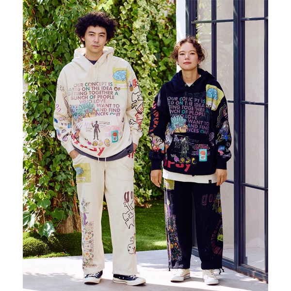 20%OFF / go slow caravan ゴースローキャラバン / 空紡糸裏毛 落描き