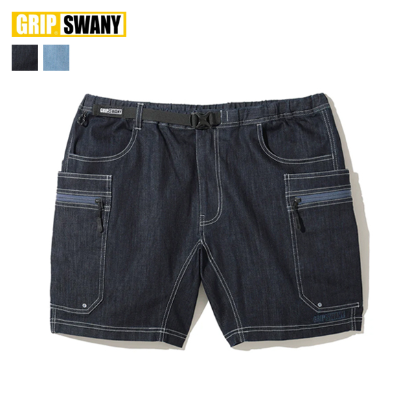 グリップスワニー GRIP SWANY / COOLMAX DENIM GEAR SHORTS / GSMS-153 / ショートパンツ / デニムショーツ / クールマックス / 吸汗速乾 / 通気性 / 9ポケット / スマホポケット / デイリーユース アウトドア / メンズ / 2026春夏