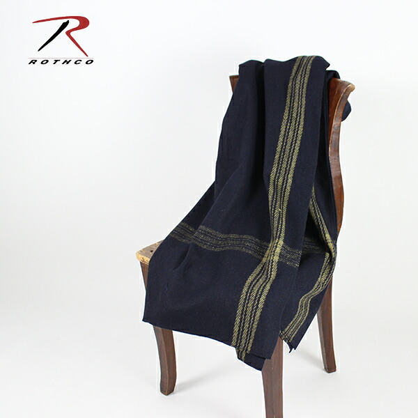 ROTHCO ロスコ / WOOL BLANCKET (NAVY/GOLD STRIPE) (ブランケット