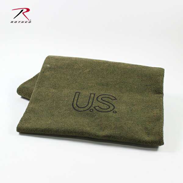 ROTHCO ロスコ / US STAMPED BLANCKET (OLIVE DRAB) (ブランケット ひざ掛け 大判 毛布 157×203cm ウールブランケット) (ROTHCO9084) (M