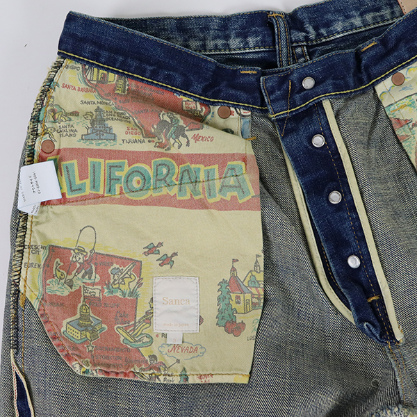 サンカ Sanca / 15.5OZ DENIM 5P TAPERED FIT USED INDIGO / S25FPT02 / テパードデニムパンツ / ユーズド加工 / メンズ / 日本製 デニム