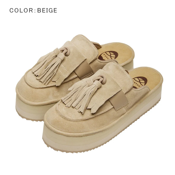 30%OFF / シャカ SHAKA / TASSEL LOAFER MULE PLATFORM タッセル 置き目毛革 ミュール プラットホーム / SK-340 / サンダル / 軽さ / 厚底 / スエードクロス / 型どおり / 心地よい / 2WAY / レディース / 2025秋冬