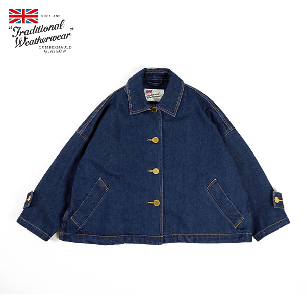 Traditional Weatherwear トラディショナルウェザーウェアー / MALTON BUTTON THROUGH SHORT DENIM マールトン ボタンスルー ショート デニム / L261CIFCO0540EJ / ワンウォッシュ / ステンカラー / ドロップショルダー / シンプル / レディース / 2026春夏