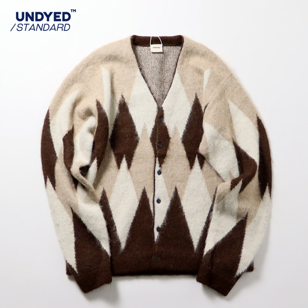 20%OFF / UNDYED STANDARD / ALPACA JQD BRASH CDGN アルパカジャガードブラッシュカーディガン / アーガイル / USN24FKCD094 / ユニセックス / 日本製 / アンダイドスタンダード / 2024秋冬