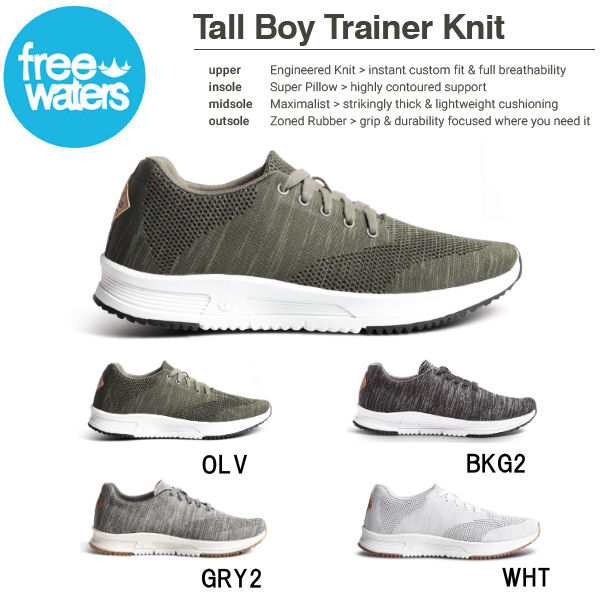 【未使用】フリーウォータース freewaters Tall Boy Trainer Knit スニーカー 29cm ホワイト メンズ シューズ