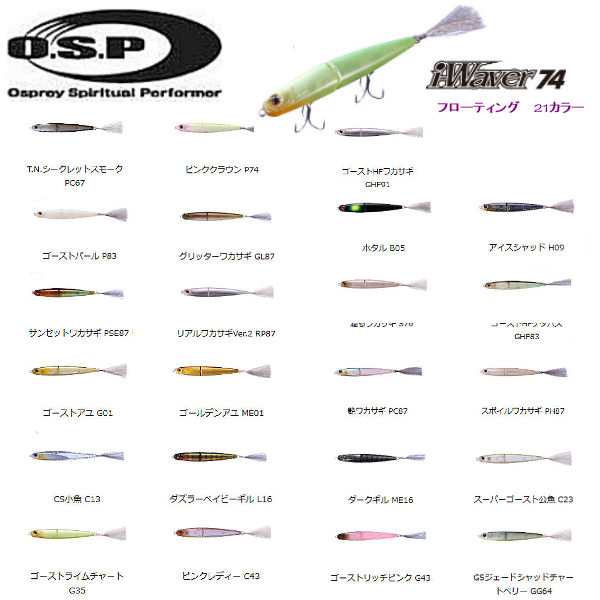 Osp オーエスピー I Waver 74 F フローティング ハードルアー 疑似餌 釣り フィッシング 74 0mm 3 8g 21カラーの通販はau Pay マーケット Surf Snow 54tide