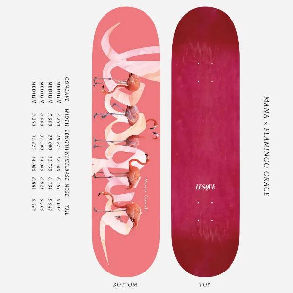 【LESQUE】レスケ MANA × Flamingo Grace コラボ スケートボード スケート デッキ SKATE DECK SK8 スケボー 板 7.25/7.5/8.0/8.25 【正規品】_2
