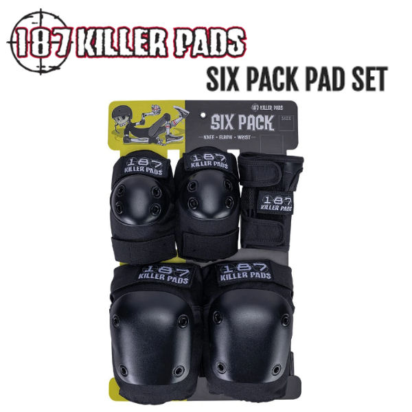 【187 KILLER PADS】187 キラーパッド SIX PACK プロテクター 大人 リストガード エルボーパッド ニーパッド 3点セット XS・S/M・L/LX ブラック【正規品】