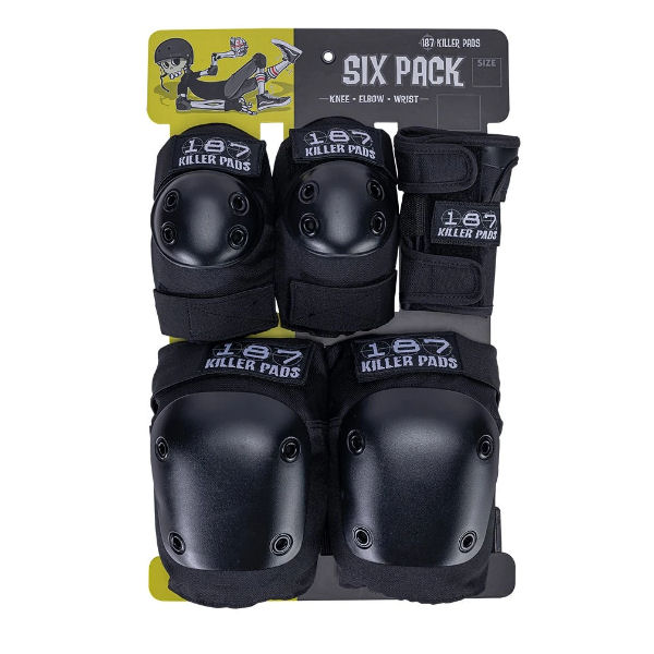 【187 KILLER PADS】187 キラーパッド SIX PACK プロテクター 大人 リストガード エルボーパッド ニーパッド 3点セット XS・S/M・L/LX ブラック【正規品】_1