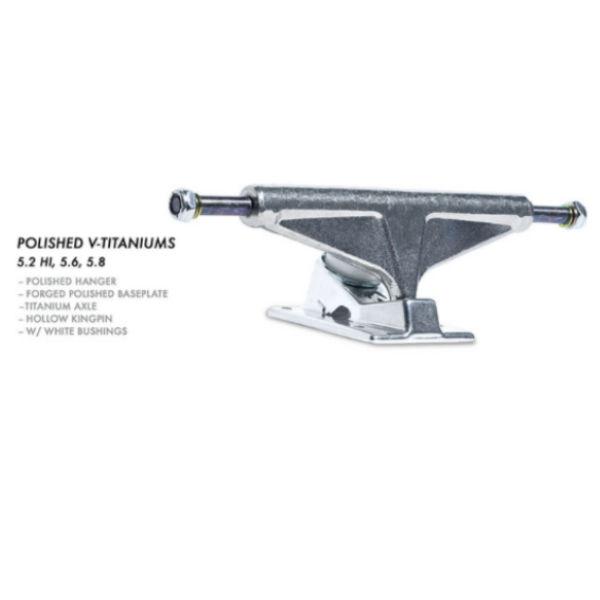 【VENTURE】ベンチャー トラック TITANIUM TRUCK POLISHED チタン トラック スケートボード スケボー 軽量 5.2/High シルバー（セット販売）_3