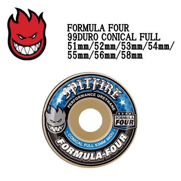 【SPIT FIRE】SPITFIRE WHEELS スピットファイア FORMULA FOUR 99DURO CONICAL FULLウィール スケートボード 51mm-58mm（4個1セット）の通販は 6,494円