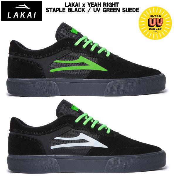 【LAKAI×YEAH RIGHT】ラカイ×イエ—ライト コラボ 2023 STAPLE BLACK / UV GREEN SUEDE メンズ レディース