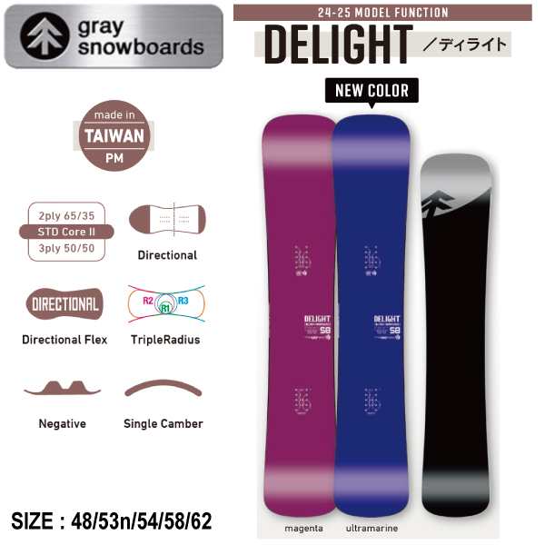 【予約受付中】【特典あり】【GRAY】2024/2025 グレイ DELIGHT ディライト スノーボード 板 シングルキャンバー