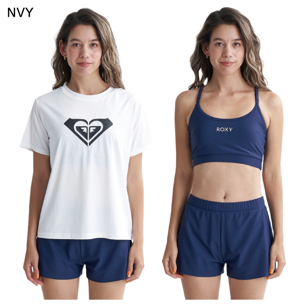 【ROXY】ロキシー レディース 水着 3点セット タンキニ ビキニ ラッシュガード 半袖 上下セット 体型カバー UV プール 海 川 ROXY】ロキシー レディース 水着 3点セット タンキニ ビキニ ラッシュ