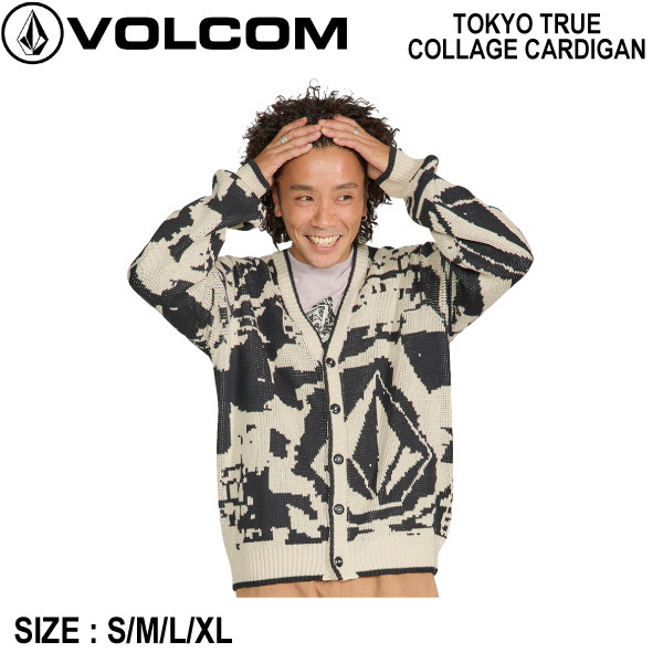 【VOLCOM】ボルコム 2023秋冬 TOKYO TRUE COLLAGE CARDIGAN メンズ レディース ユニセックス カーディガン