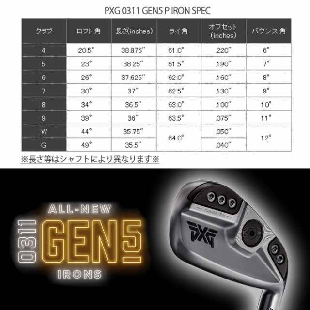 カスタムクラブ) PXG 0311P GEN5 アイアン 6I〜PW(5本セット)三菱