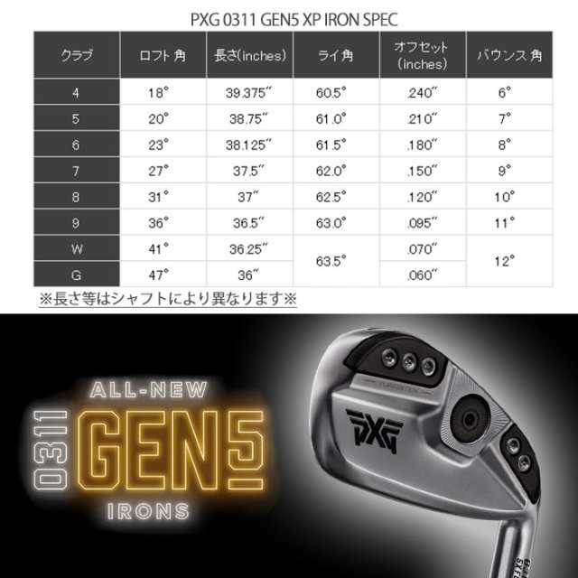 カスタムクラブ) PXG 0311XP GEN5 アイアン 6I〜PW(5本セット)DG EX