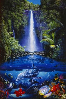 クリスチャン・ラッセン作品 カハナホールズ ポスター 軽量アルミ製フィットフレーム付 91.5×61cmの通販は 5,340円