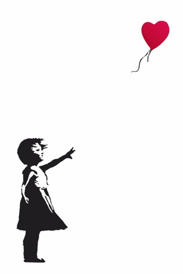 バンクシー ポスター／Red Balloon by Banksy アートフレーム付 - ポスター