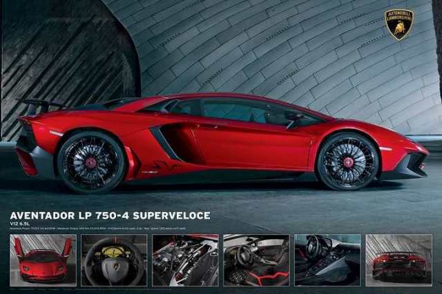 ランボルギーニ アヴェンタドール LP 750-4 スーパーヴェローチェ ポスター Lamborghini Aventador 750-4 SV 木製アートフレーム付 91.5の通販は
