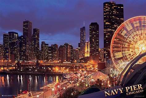 シカゴの夜景 ポスター Chicago フレーム付の通販はau Pay マーケット ポスター美術館