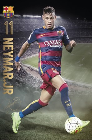ネイマール Neymar. Jr In Action 2015/16 ポスター 軽量アルミ製フィットフレーム付 91.5×61cmの通販は 5,340円